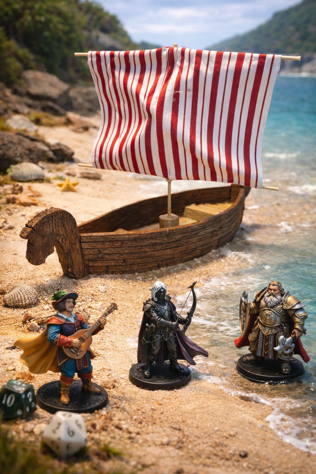 Beach terrain with naval vessel